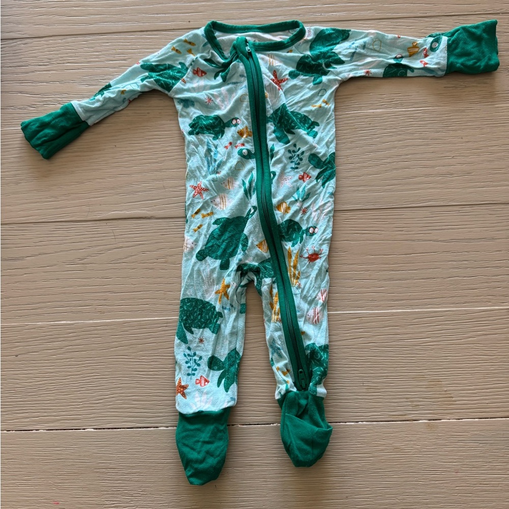 Little Sleepies Forest Green and White Footie